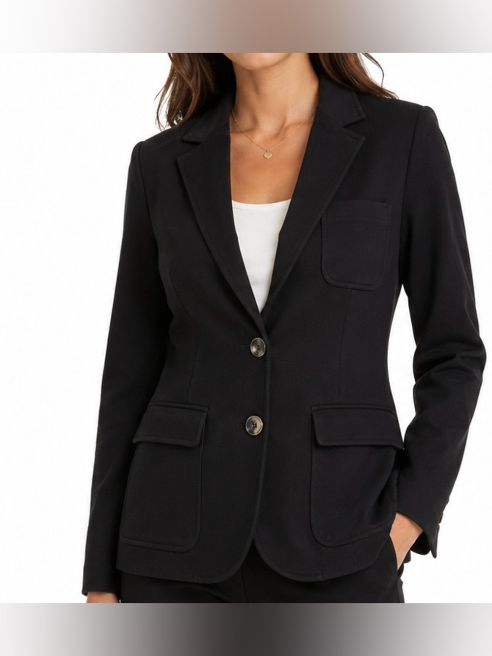 Tommy Hilfiger Stretch Cotton Blazer Black Tailored Jacket Size 12
